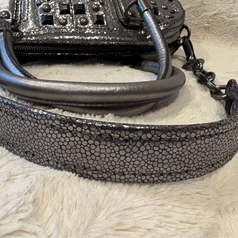 Vintage Coach 🩶Limited Edition Kristin Gray Metallic Silver Studded Handbag RARE - Picture 11 of 16